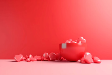 Sticker - 3d render of valentine´s day, background, copy space