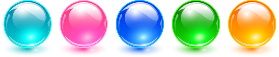 Aufkleber - Colored spheres set, glossy 3D colorful glass balls collection