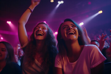 crowd of people dancing at concert	