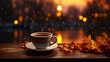 Warming autumn drinks in cold rainy weather, hygge concept, realistic photo, 8k --ar 16:9 --v 5.2 Job ID: a755c413-edfe-4fa0-8f2d-24f8dca2980a