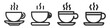 Cofee cup icon flat set, pack, collection. Vector illustration symbol and bonus pictogram.