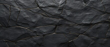 Volumetric Rock Texture With Cracks. Black Stone Background