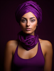 Wall Mural - A beautiful woman wearing a purple turban