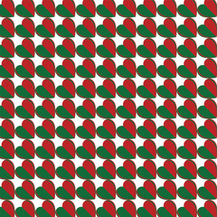 Wall Mural - Christmas seamless pattern.Heart shapes repeat pattern in green red isolated on white background.Love paper cut vector illustration background wallpaper