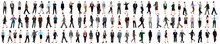 Modern Business People Bundle. Vector Realistic Illustrations Of Diverse Multinational Standing Cartoon Men And Women In Smart Casual And Formal Office Outfits. Isolated On White Background.