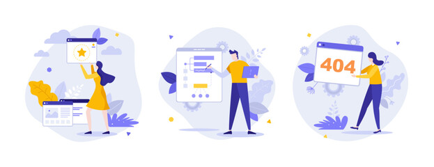 Set Of 3 Business Character Illustrations