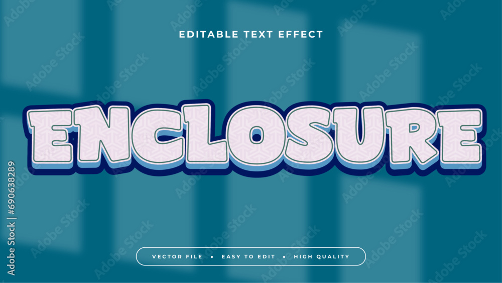 Blue and white enclosure 3d editable text effect - font style Stock ...