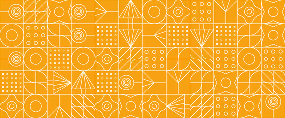 White and yellow vector flat mosaic banners with outline nature shapes