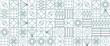 © Roisa - Green and white geometric minimal pattern mosaic. Simple outline nature shapes, modern bauhaus banner vector design