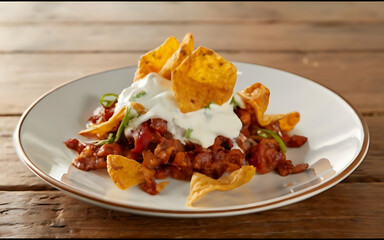 Wall Mural - Capture the essence of Frito Pie in a mouthwatering food photography shot Generative AI
