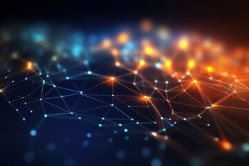 Aufkleber - abstract technology background with lines and moving points for network digital information concept.