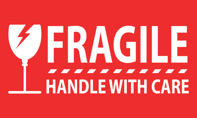 Canvas Print - fragile handle with care sticker, fragile label with broken glass symbol vector.