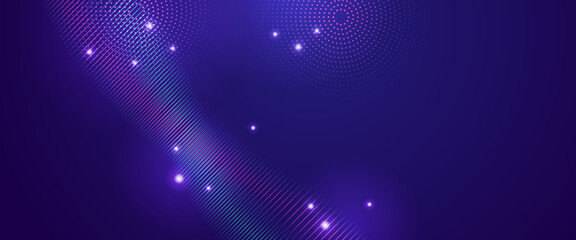 Wall Mural - blue and purple violet vector abstract creative wavy lines technology banner. modern shiny lines fut