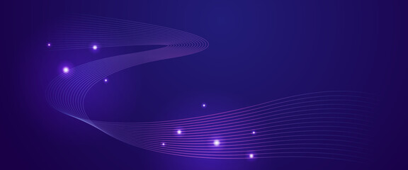Wall Mural - blue and purple violet vector techno abstract banner with wavy lines. modern shiny lines futuristic 