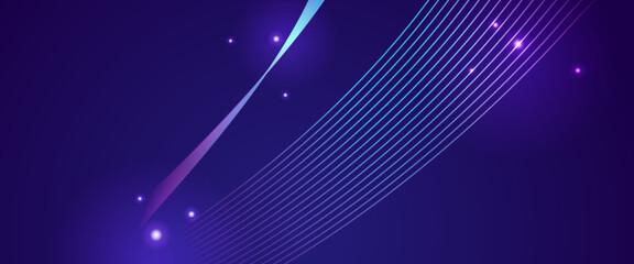 Wall Mural - blue and purple violet vector abstract creative wavy lines technology banner. modern shiny lines fut
