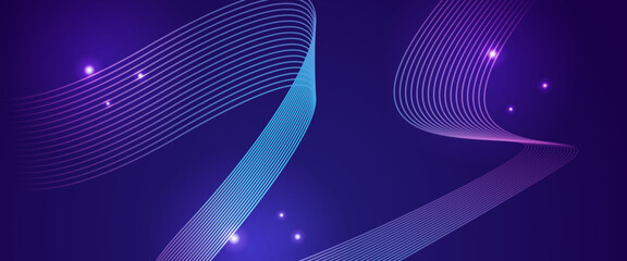Wall Mural - blue and purple violet vector abstract technology flowing waves design banner. modern shiny lines fu