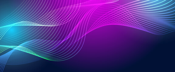 Wall Mural - blue and purple violet vector abstract wavy banners with line. minimalist modern wavy concept for ba