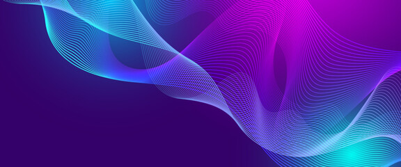 Wall Mural - blue and purple violet vector abstract technology flowing waves design banner. minimalist modern wav