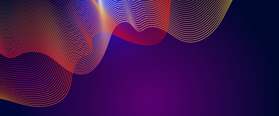 Wall Mural - blue orange and red vector abstract technology flowing waves design banner. minimalist modern wavy c
