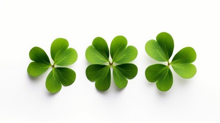 green clover leaves on a white background.