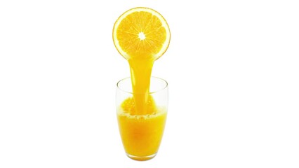 Poster - orange juice dripping from the fruit into the glass