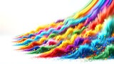 Fototapeta Tęcza - Explosion of vibrant powder colors on white background. Artistic abstract. Generative AI