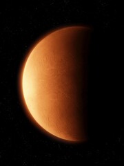 Wall Mural - rocky planet in space. furrows on the surface of the red planet. the world of the solar system, as s