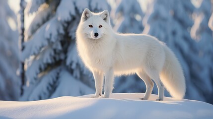 Wall Mural - A wolf in the snowy winter wilderness.