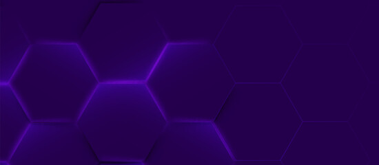 Wall Mural - Abstract geometric hexagon futuristic digital hi-technology with a  purple background. Trendy blue minimal geometry banner. Vector illustration