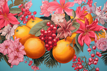Wall Mural - Healthy organic background fruit vegetarian ripe juicy fresh food background orange citrus vitamin nature