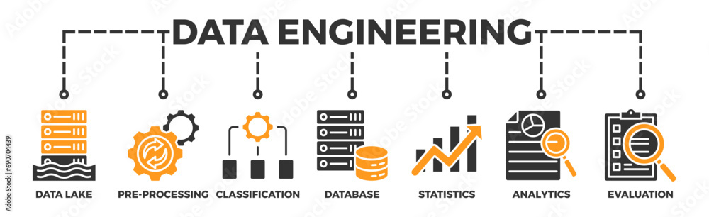 Generic Data Classification Banner Data engineering banner web icon vector illustration concept with icon ...