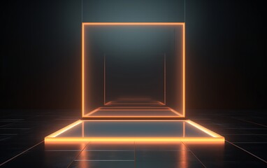 Futuristic Orange Neon Glass Podium for Product Display