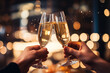 Silvester Neujahr, Silvesterabend Party Veranstaltung Feier Hochzeit - Nahaufnahme von funkelnden Wunderkerzen und Bokeh im Hintergrund