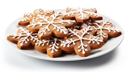 Wall Mural - Plate with tasty gingerbread cookies on table, close up view