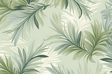 Wall Mural - Abstract pattern with green tropical palm leaves