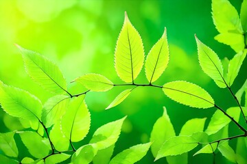 Wall Mural - young leaves on green nature background