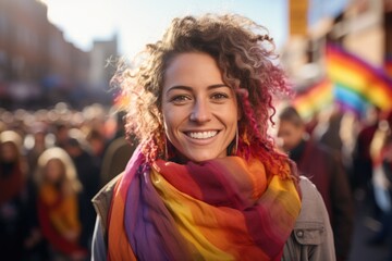 Wall Mural - Beautiful lesbian girls hugging, LGBT glag