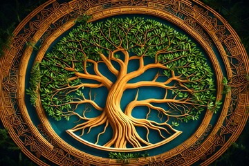 Wall Mural - biblical tree of life. mythological symbol of paradise.