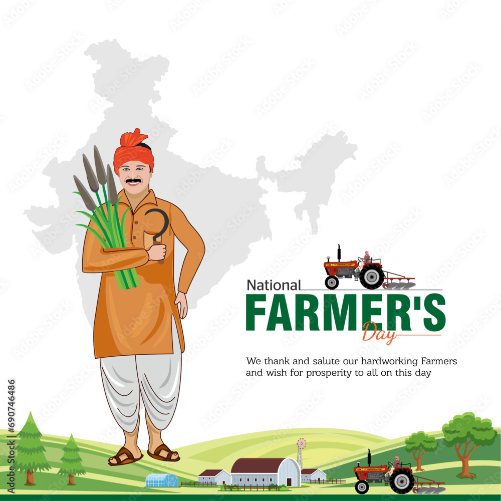 Illustration of Happy Farmers Day creative Concept Stock Vector | Adobe ...