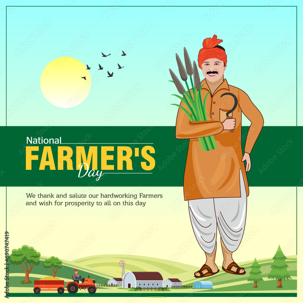 Illustration of Happy Farmers Day creative Concept Stock Vector | Adobe ...