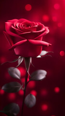 Wall Mural - Red rose with red bokeh lights.