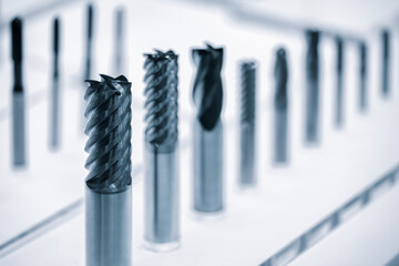 Aufkleber - industrial drilling milling metal cutting tool with carbide cutter insert in workshop. Drills with interchangeable tungsten carbide heads. Milling metal cutter tools CNC machine, industrial background