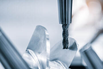 Aufkleber - operator machining automotive parts by high precision machining center Drilling machine workpiece CNC milling machine working process on metal factory, industry metal processing concept background