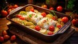 Fish cod fillet grilled with potato cherry tomato wallpaper background