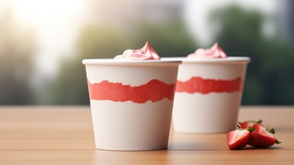 Empty paper milk yogurt cup template mockup wallpaper background