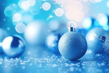 A close-up shot of a blue Christmas ornament. Perfect for adding a festive touch to holiday decorations.