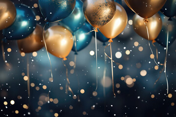 christmas and new year celebration festive shiny background, air baloons holiday frame