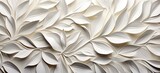 Fototapeta  - biała struktura ściany w liście i kwiaty