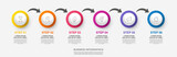 Fototapeta  - Vector modern infographic with 6 circles and arrows. 3D concept graphic process template with six steps and icons. Timeline for the business project on white background