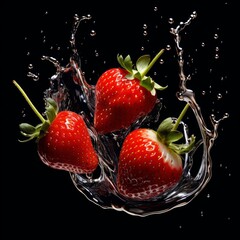 Wall Mural - strawberry in water